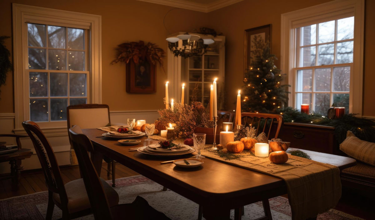 Centres de table Noël à base de bougies pour réchauffer l'atmosphère